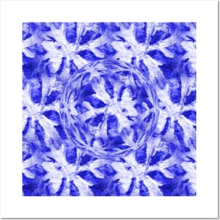 Cobalt Blue Watercolor Snowflake Christmas Posters and Art